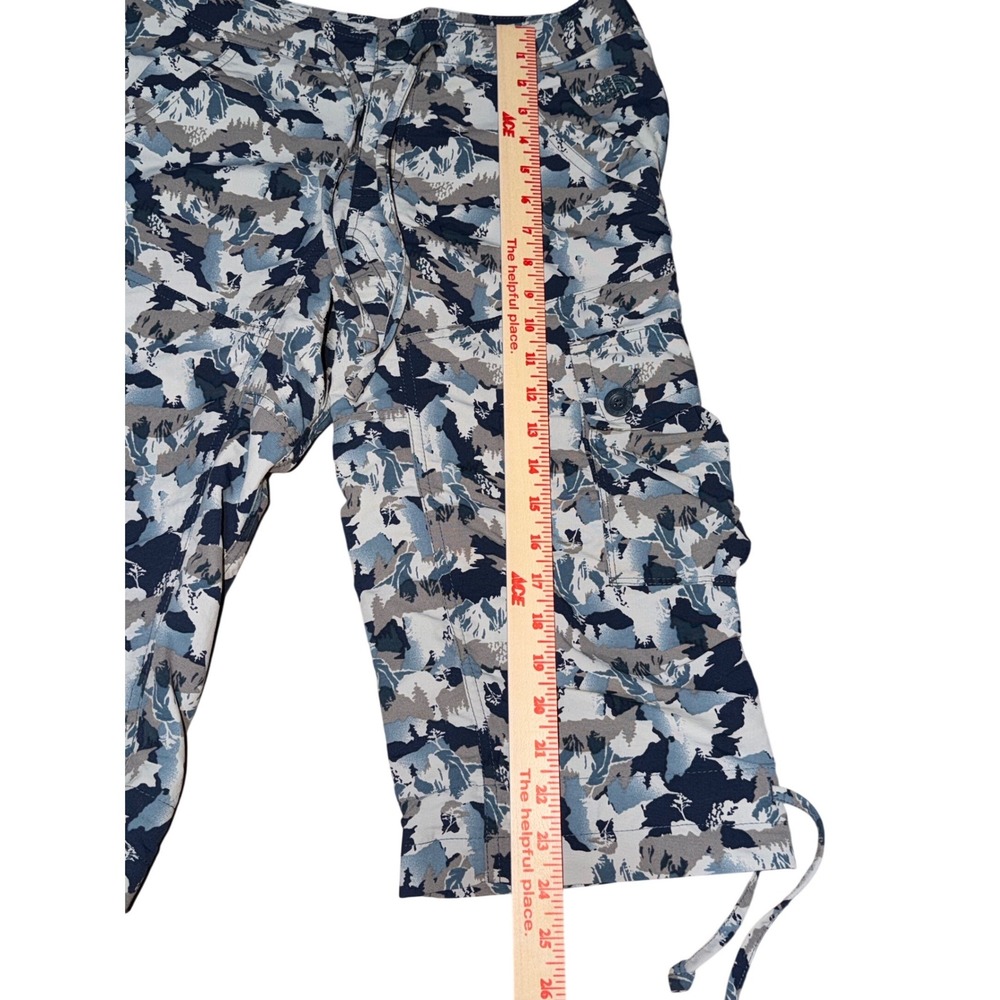 The North Face Capri Cargo Pants Women 4 Blue Mountain Camo Hiking Crop‎ Tie Hem - Picture 5 of 12
